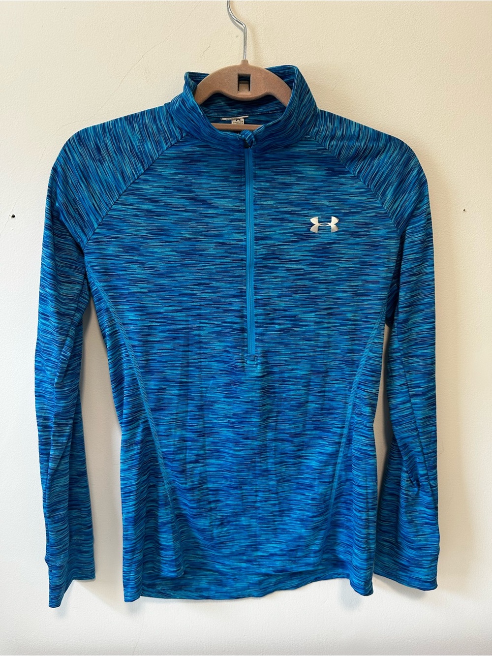 Under Armour Women's Blue Space-Dye Quarter-Zip Performance Top